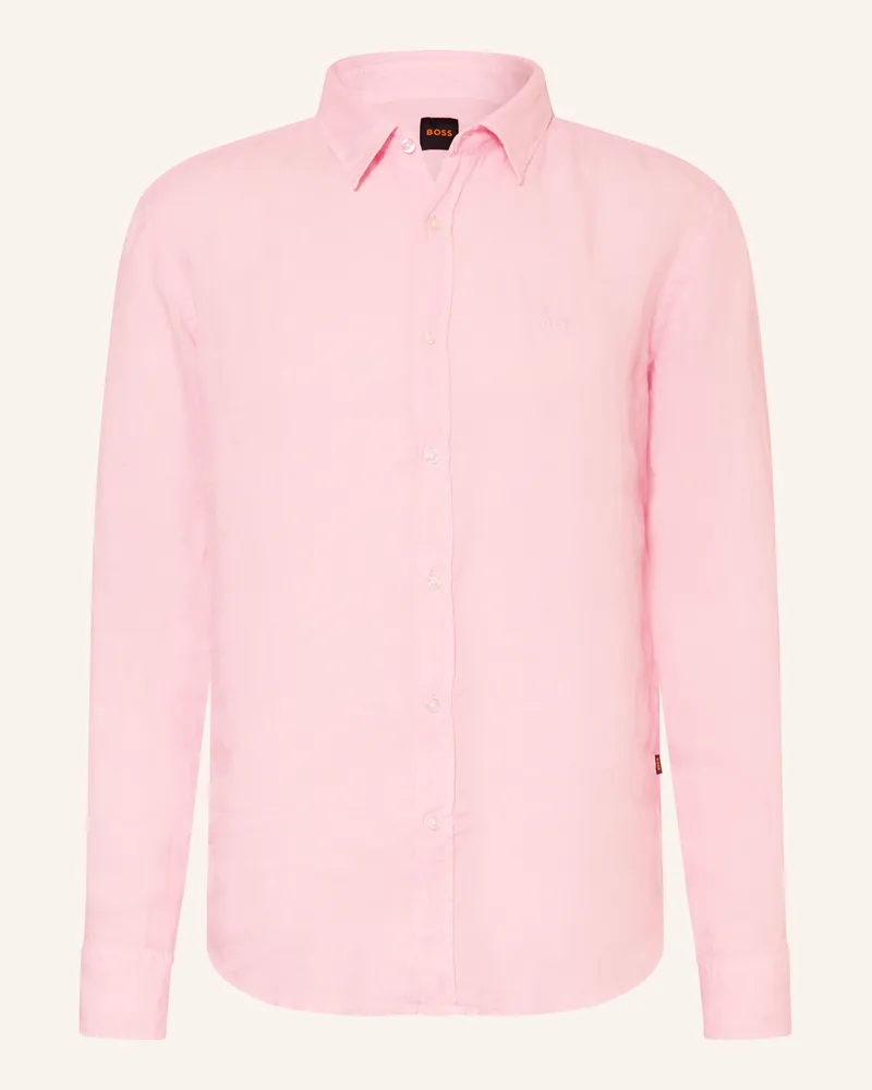 HUGO BOSS Leinenhemd Relegant Regular Fit rosa Rosé