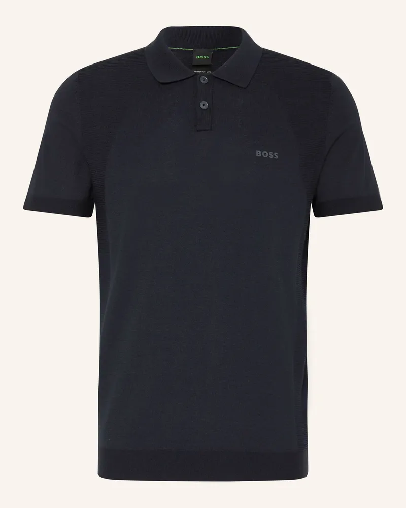 HUGO BOSS Strick-Poloshirt Momentum Lite  Regular Fit blau Dunkelblau