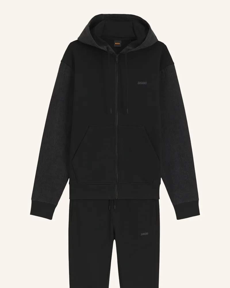 HUGO BOSS Sweatshirt Tracksuitmixdenim_In Relaxed Fit schwarz Schwarz