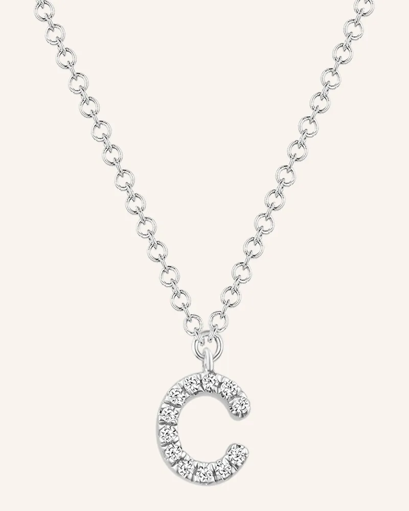 Leaf Initialien Halskette „C“ Aus 14 Karat Weißgold Mit Diamanten silber Weissgold