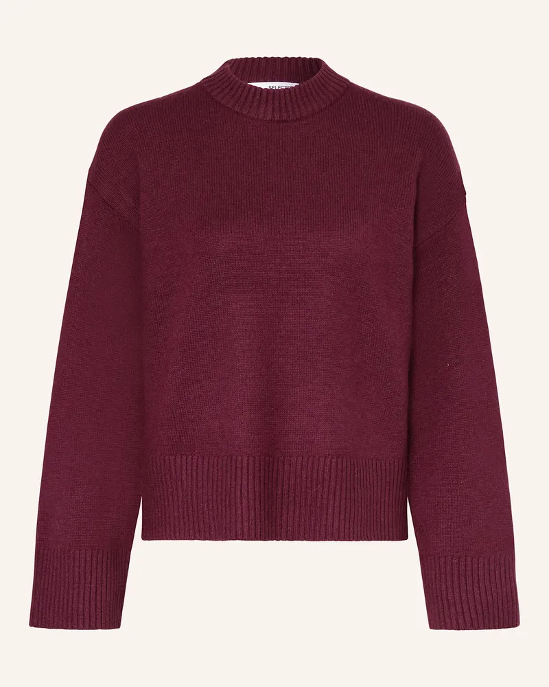 Selected Pullover Mit Cashmere rot Dunkellila