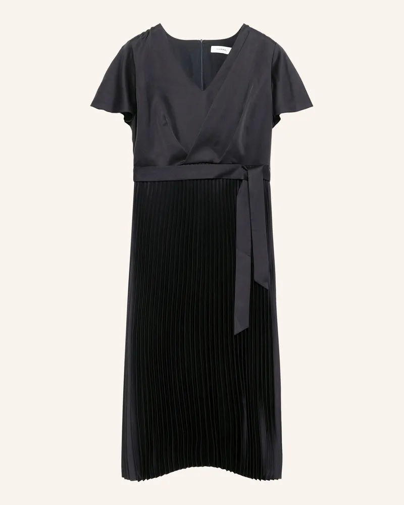 COMMA Satinkleid Mit Plissees blau Dunkelblau