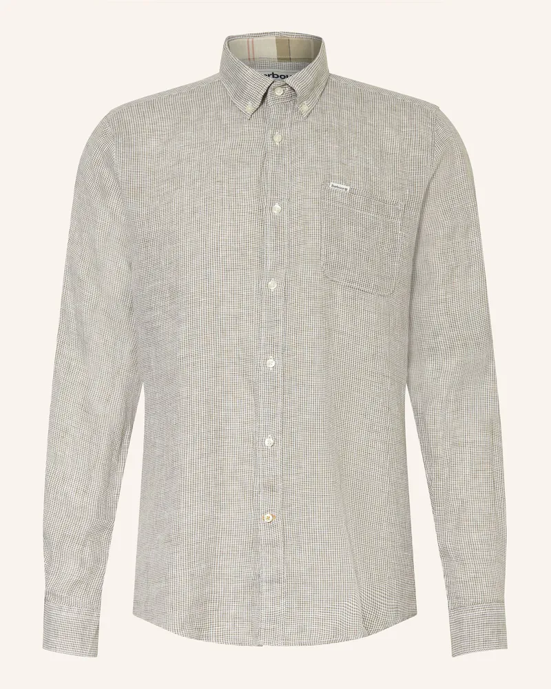 Barbour Leinenhemd Linton Tailored Fit gruen Weiss