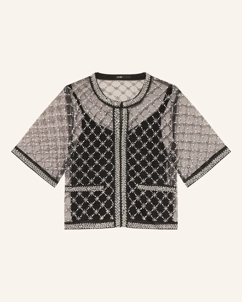 Maje Blusenshirt mit Schmucksteinen Schwarz