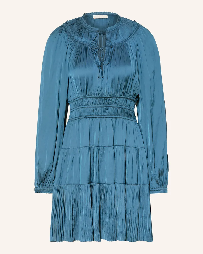 Ulla Johnson Plisseekleid KORI aus Satin Petrol