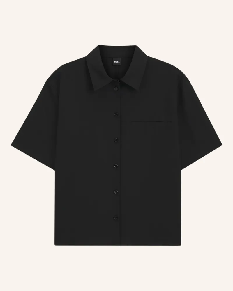 HUGO BOSS Business Bluse BULERA Regular Fit Schwarz