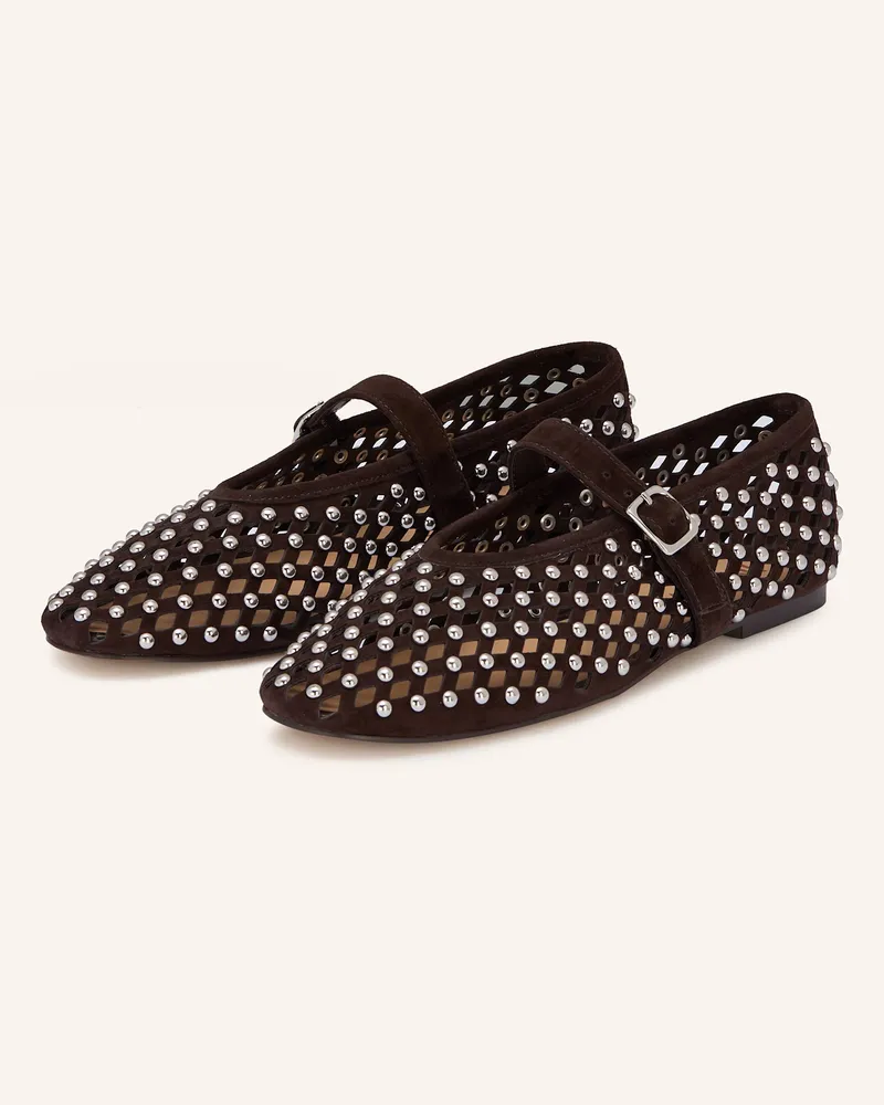 Inuovo Mary-Jane-Ballerinas Mit Nieten braun Dunkelbraun