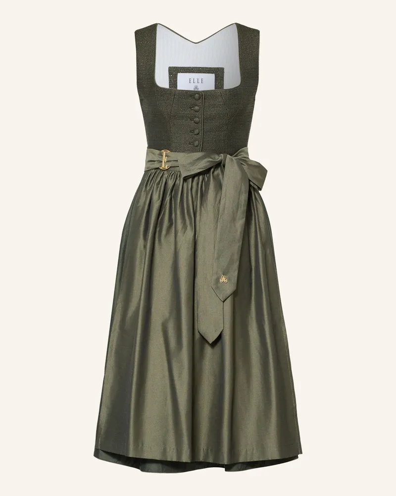 AlpenHERZ Dirndl Elle Mit Glitzergarn gruen Oliv