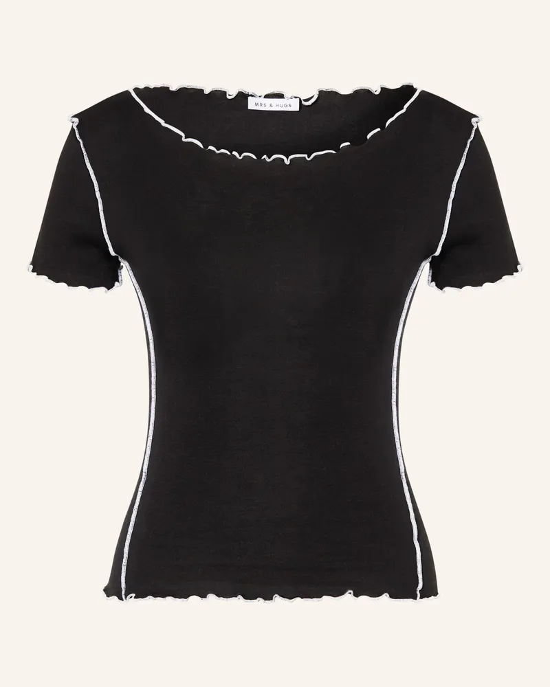 Mrs & HUGS T-Shirt schwarz Schwarz