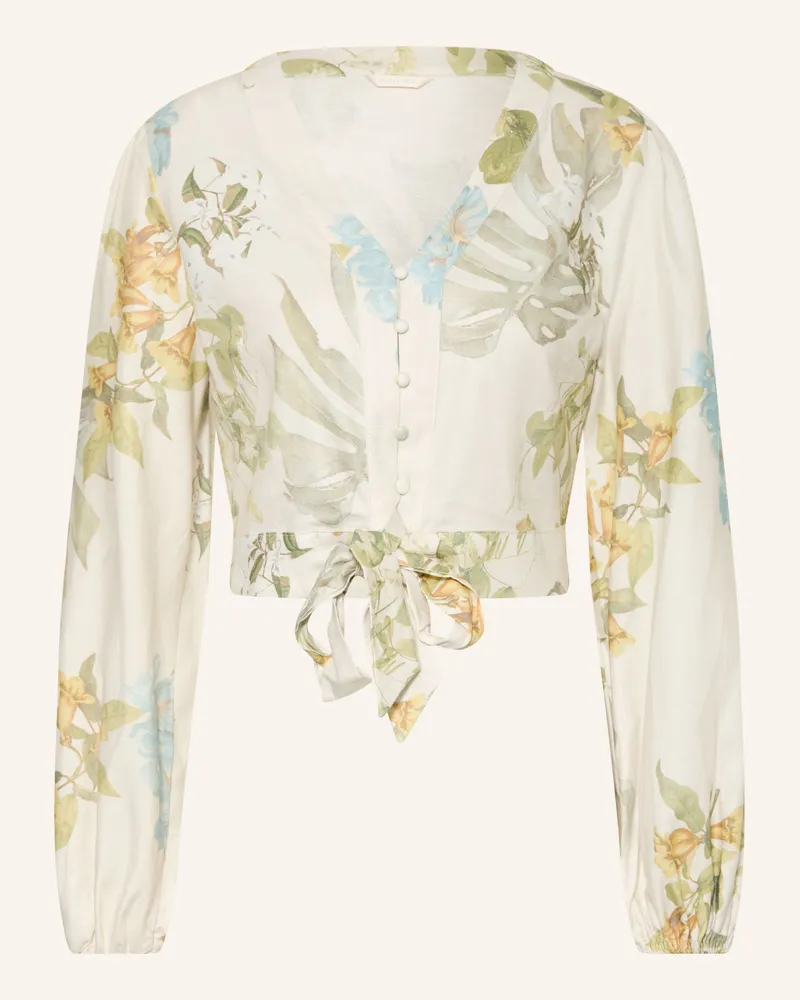 Guess Cropped-Bluse Shirley Mit Leinen gruen Creme
