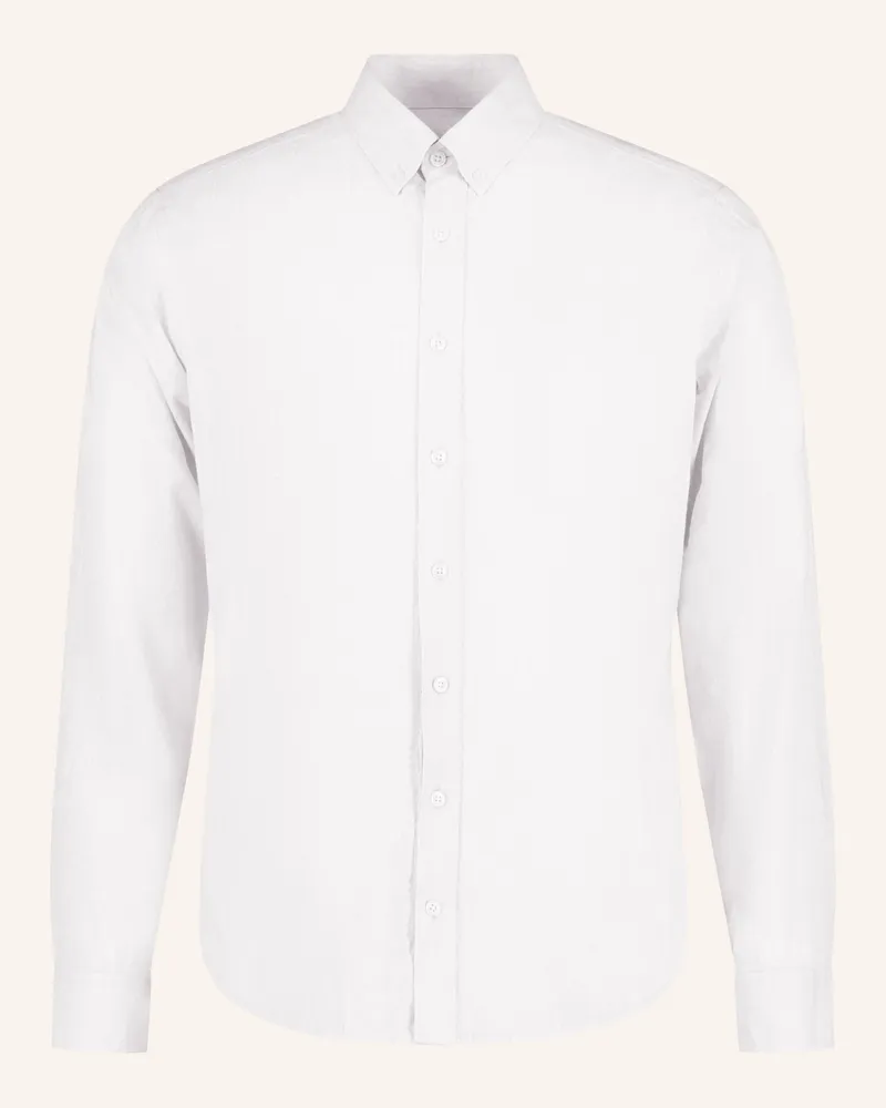 Roy Robson Hemd Slim Fit Mit Leinen weiss Weiss