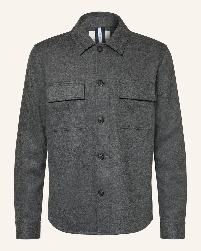 Profuomo Flanell-Overshirt grau Dunkelgrau