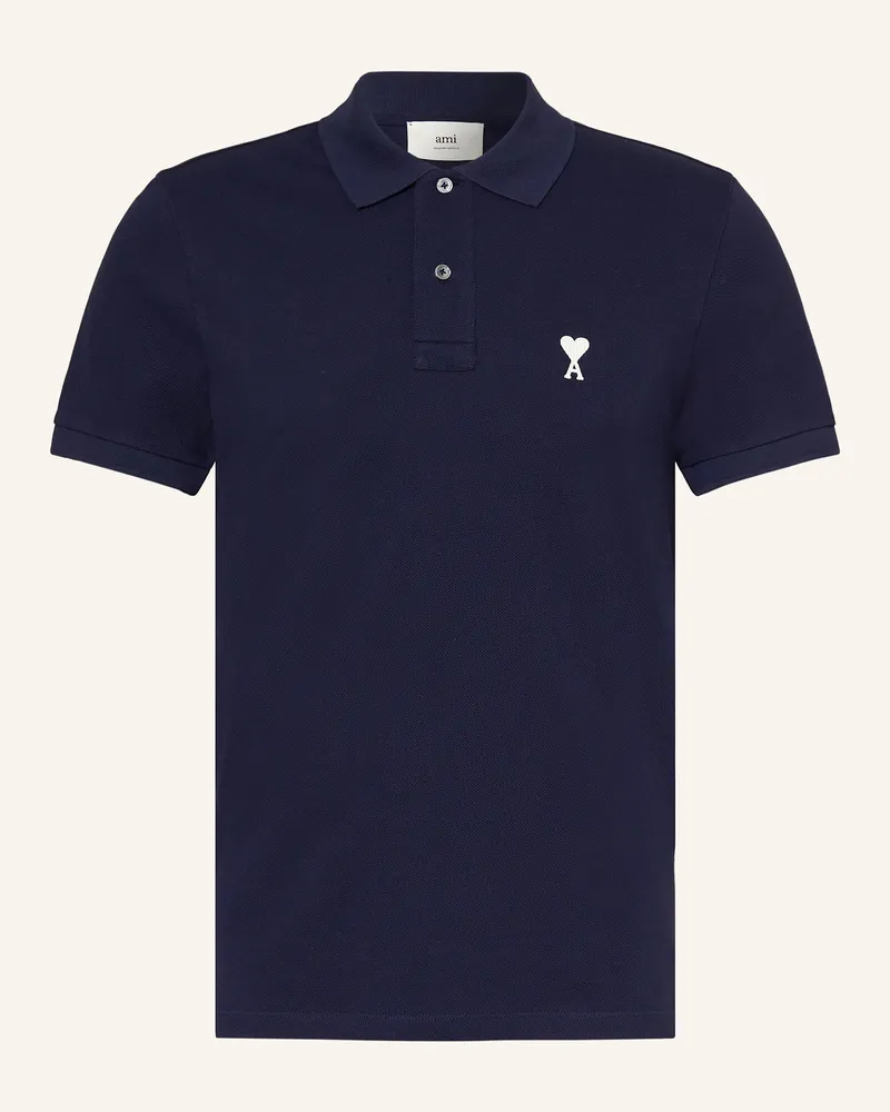 AMI Paris Piqué-Poloshirt Dunkelblau