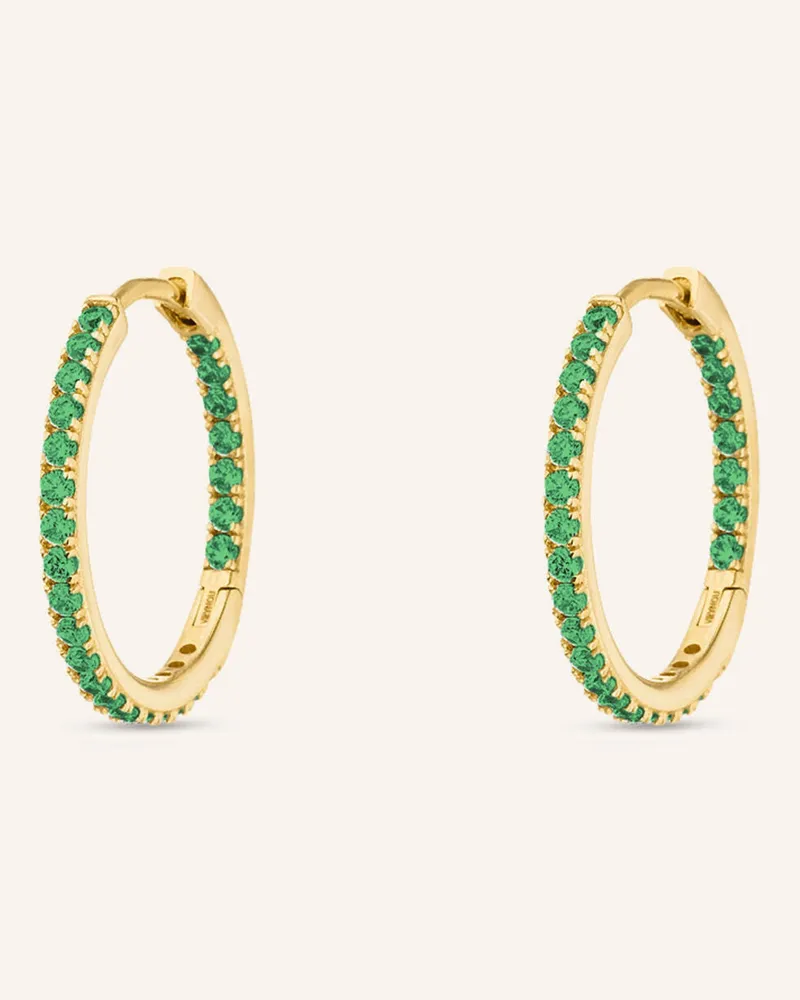 VEYNOU Creolen CLEO SMALL SMARAGD aus 14 Karat Gelbgold und 0,70ct. Smaragden Gold