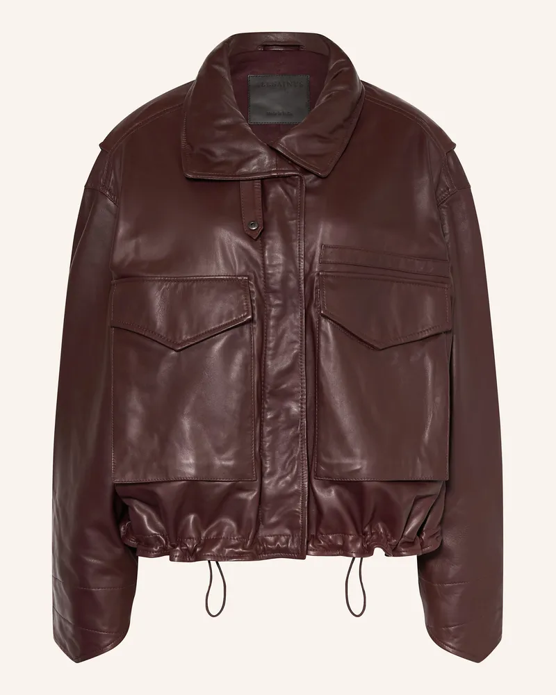 AllSaints Lederjacke CLAY Dunkelrot