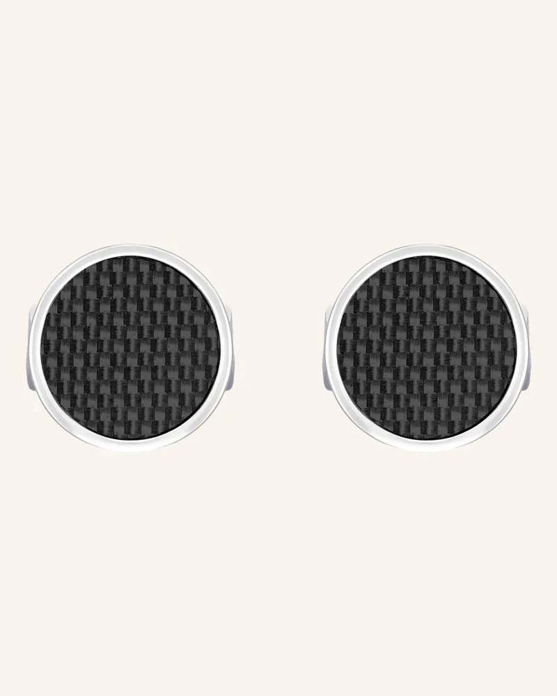 Tateossian Manschettenknöpfe Carbon Tablet schwarz Schwarz