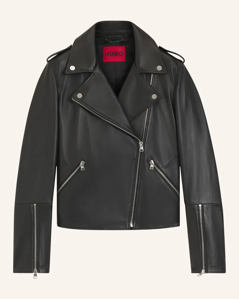 HUGO BOSS Lederjacke Lujana Regular Fit schwarz Schwarz