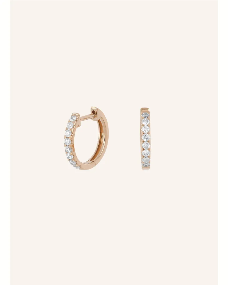 Leaf Creolen CIRCLE Big aus 18 Karat Roségold mit Diamanten Roségold