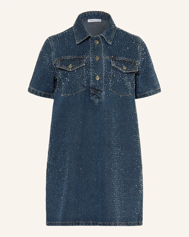 Mrs & HUGS Jeanskleid mit Schmucksteinen Dunkelblau