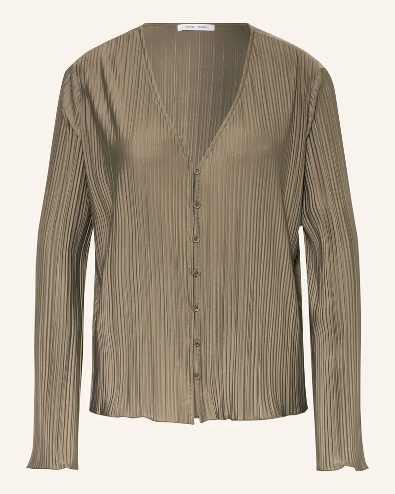 Samsøe & Samsøe Bluse Sauma Mit Plissees gruen Dunkelgrau