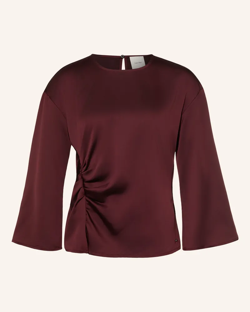 Calvin Klein Blusenshirt Aus Satin Mit 3/4-Arm rot Dunkelrot