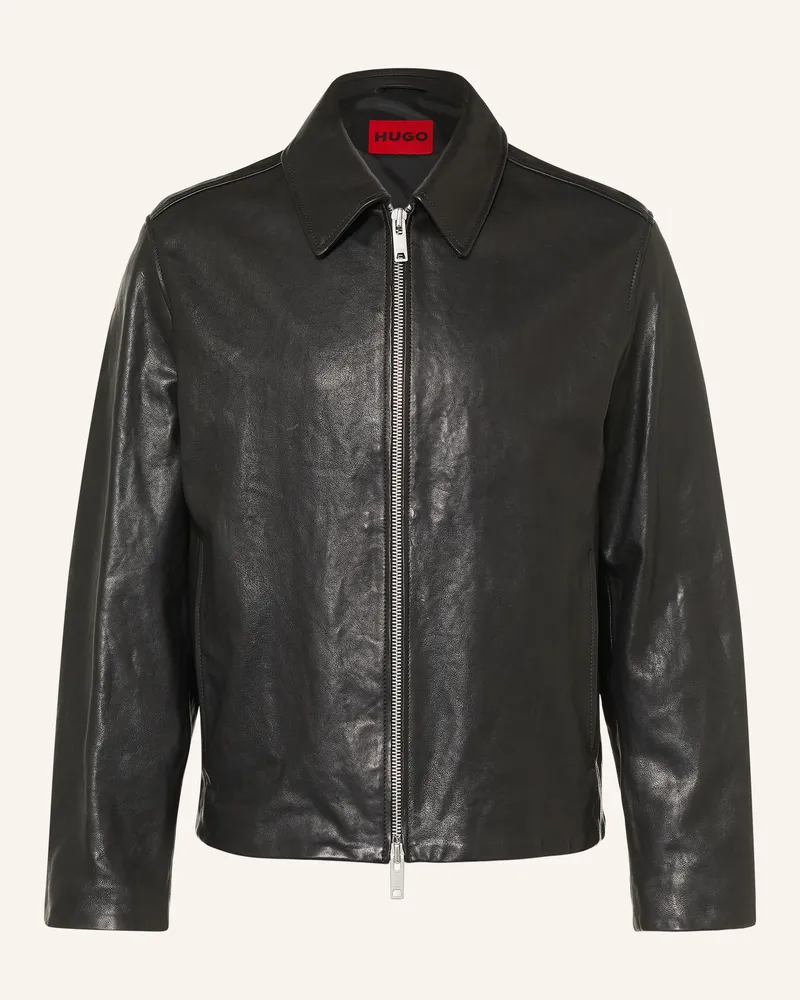 HUGO BOSS Lederjacke Liro schwarz Schwarz