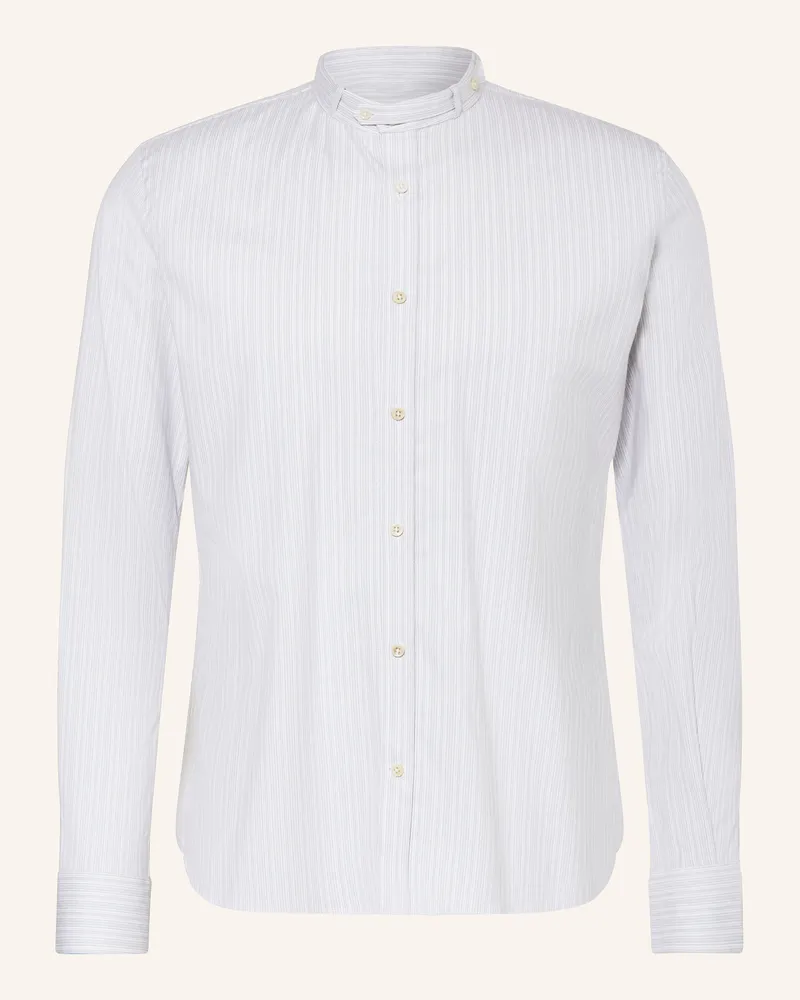 Gottseidank Trachtenhemd Lenz Slim Fit Mit Stehkragen grau Weiss