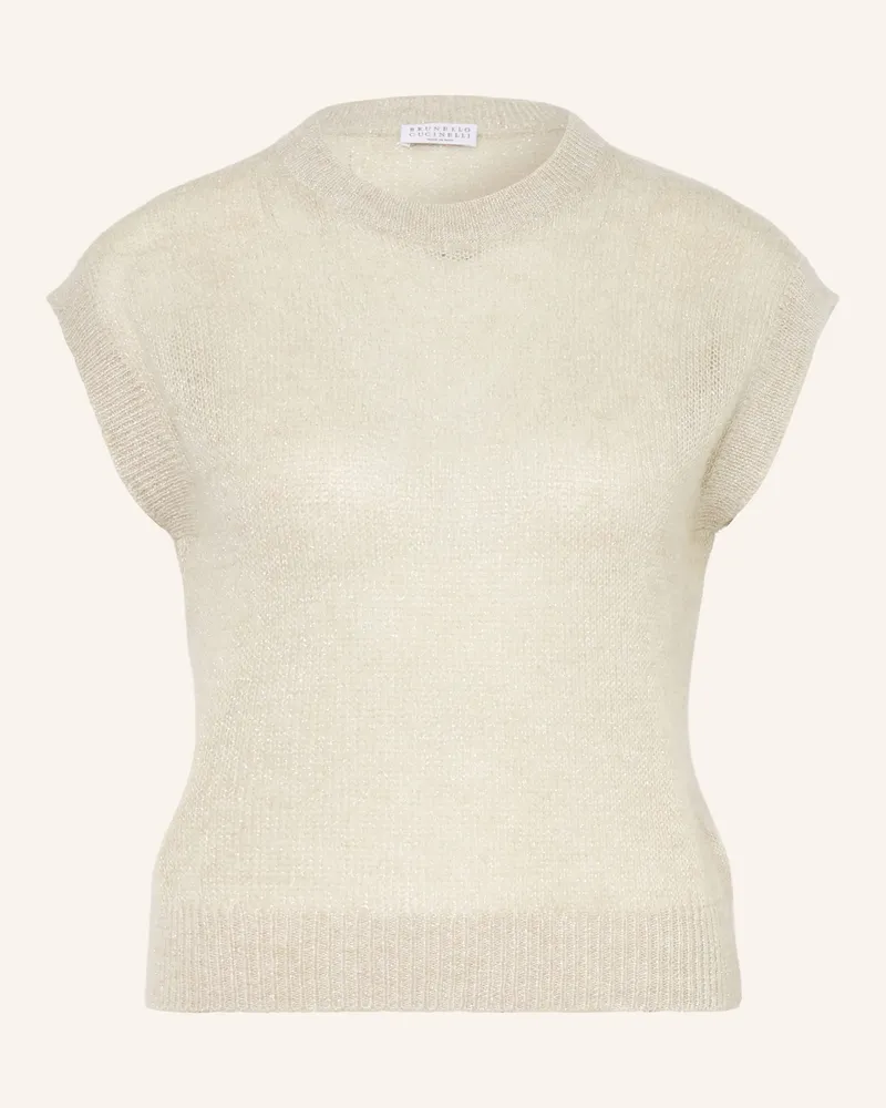 Brunello Cucinelli Pullunder Mit Mohair Und Glitzergarn weiss Ecru