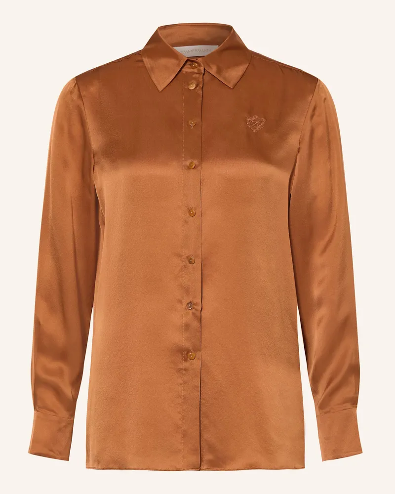 Zimmermann Hemdbluse Hypnotic Aus Seide braun Dunkelorange