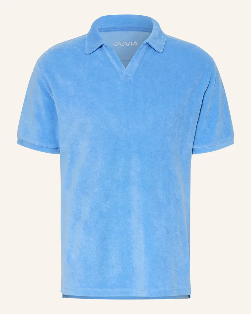 Juvia Frottee-Poloshirt blau Hellblau