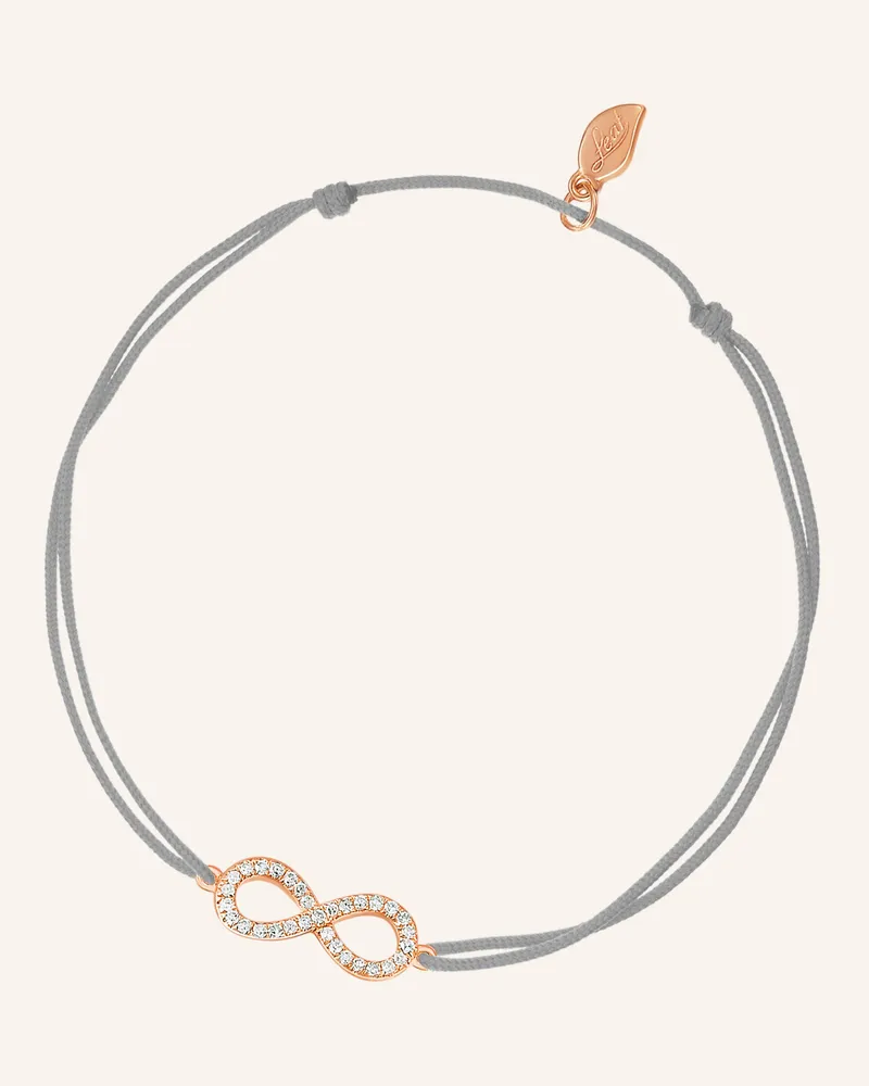 Leaf Freundschaftsarmband INFINITY aus 18 Karat Roségold mit Diamanten Grau