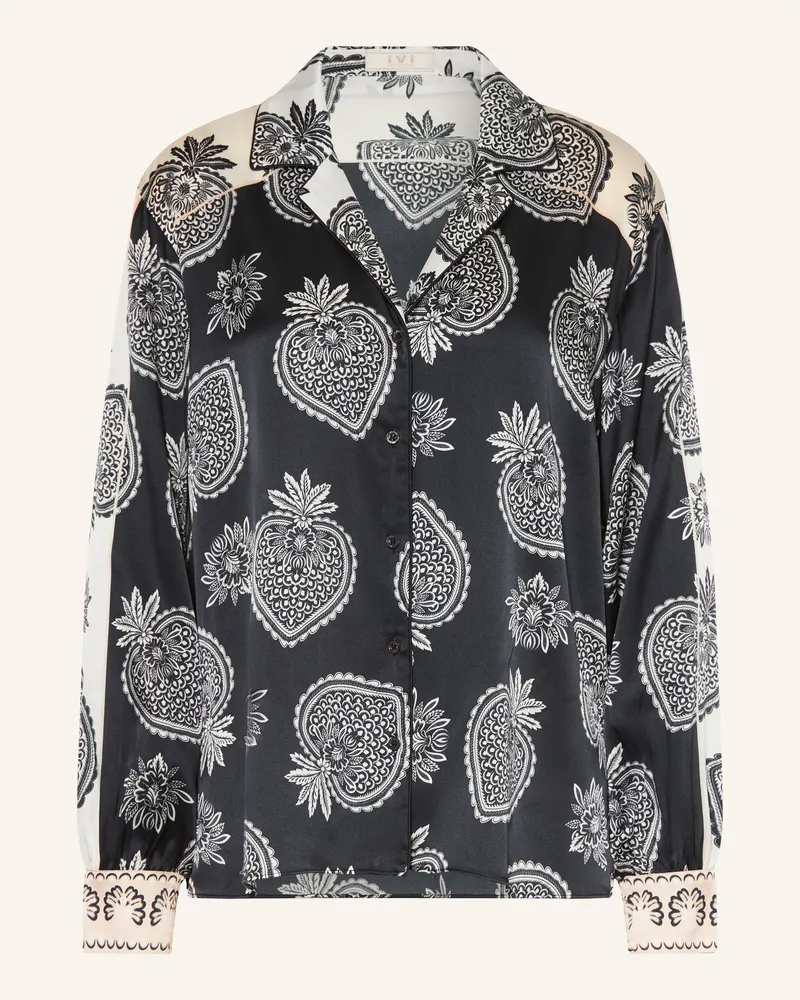IVI Collection Blusenshirt Mit Seide blau Schwarz