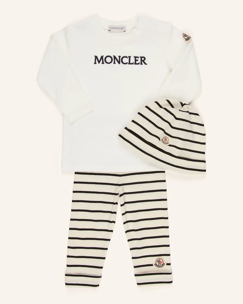 Moncler Set: Hose, Longsleeve Und Mütze grau Creme