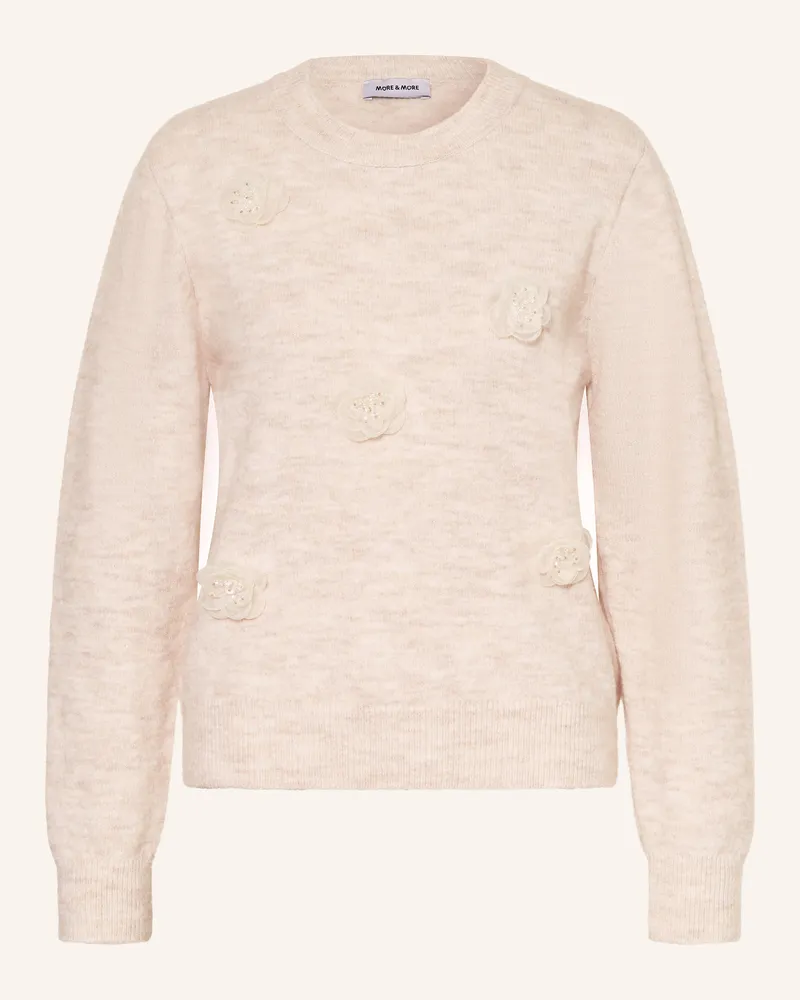 More & More Pullover mit Schmucksteinen Ecru
