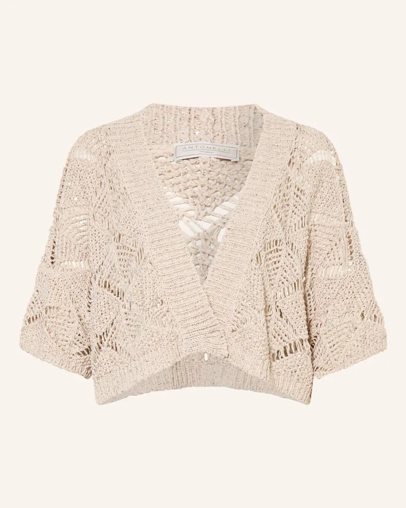Antonelli Firenze Strickjacke Mit Pailletten beige Creme