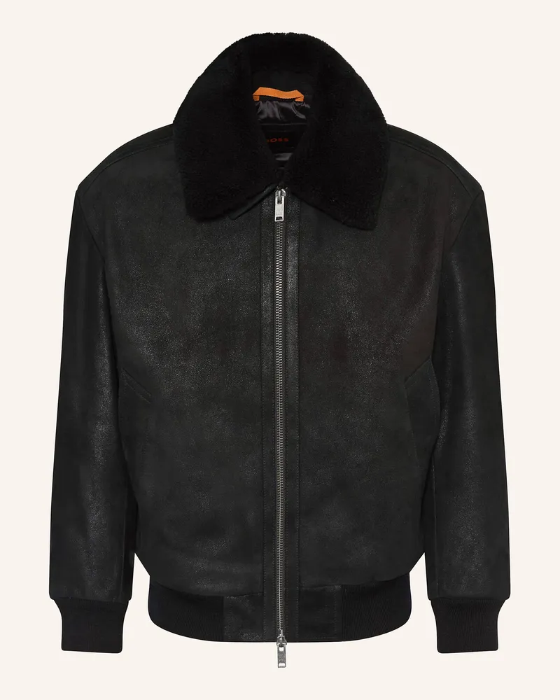 HUGO BOSS Lederjacke Jonier schwarz Schwarz