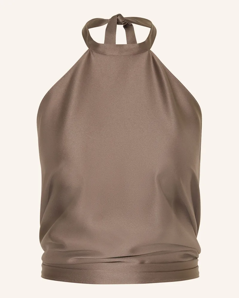 Juvia Neckholder-Top Sissy Aus Satin beige Braun