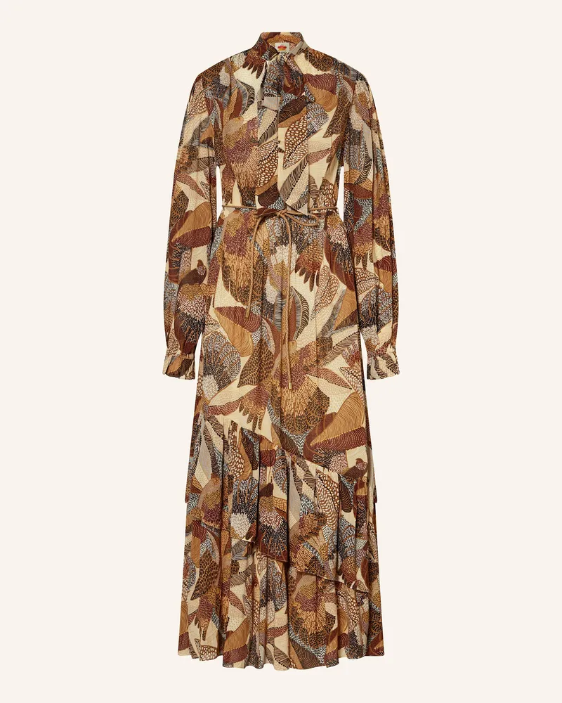 FARM Rio Schluppenkleid DOTTED MACAWS mit Rüschen Creme