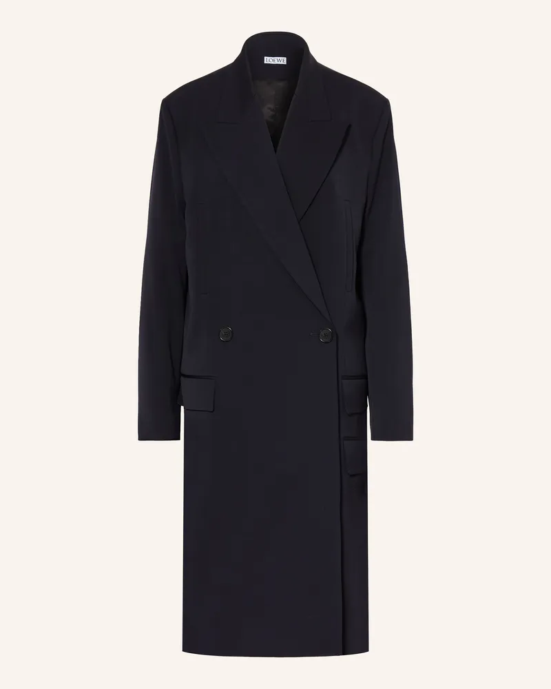 Loewe Wollmantel blau Dunkelblau