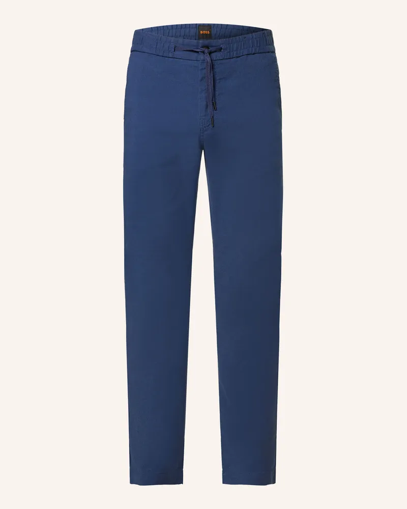 HUGO BOSS Hose SANDERSON Straight Fit mit Leinen Dunkelblau