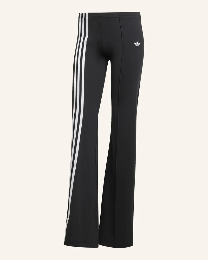 adidas AUSGESTELLTE HOSE MIT VERSETZTEN 3-STREIFEN UND SCHLEIFENDETAILS Schwarz