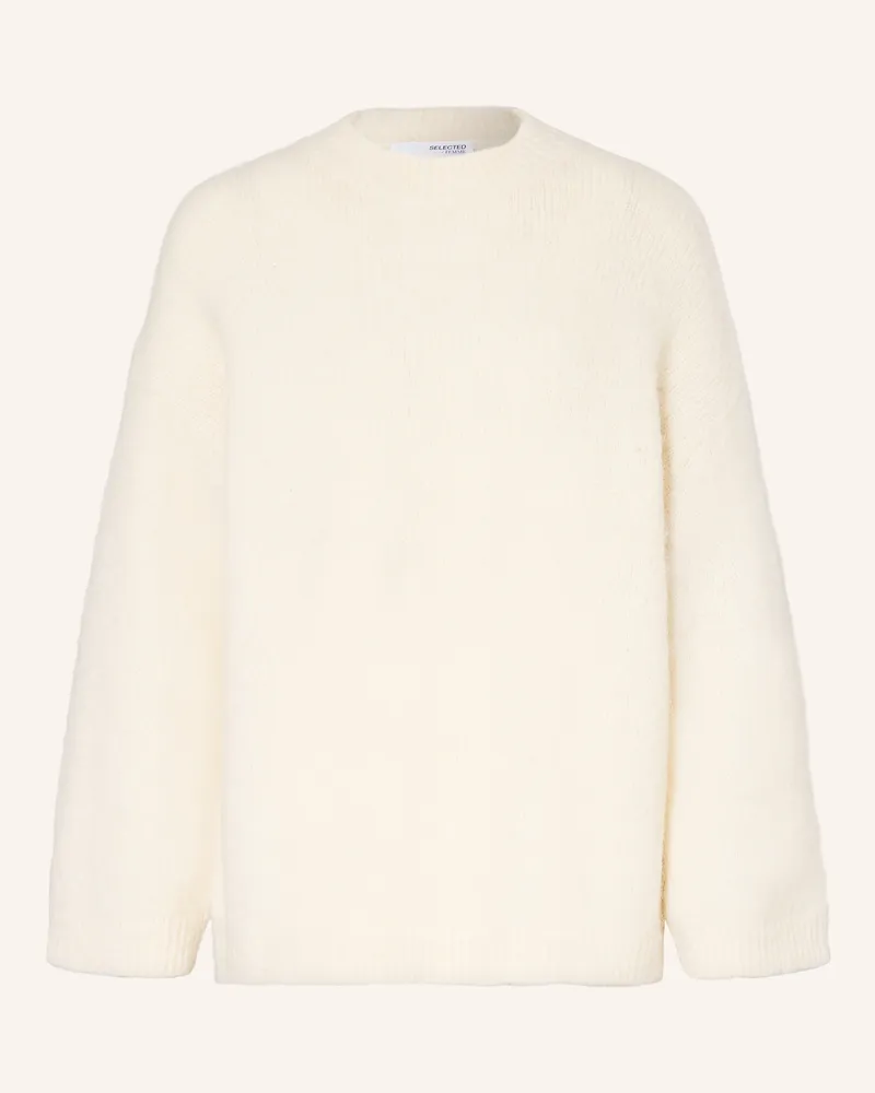 Selected Pullover Mit Alpaka weiss Ecru