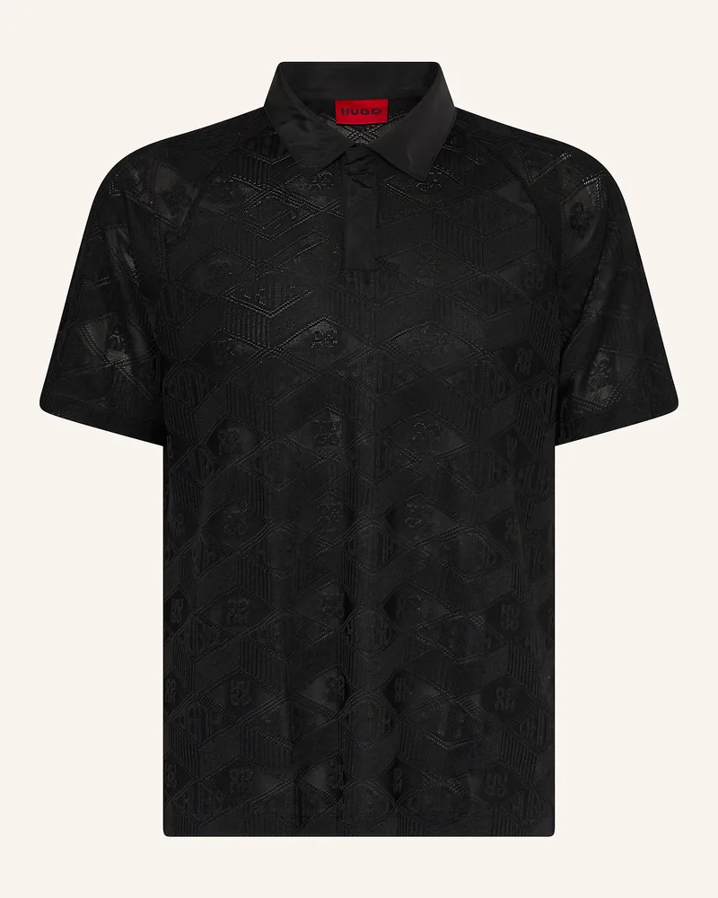 HUGO BOSS Strick-Poloshirt DOMPOLI Schwarz