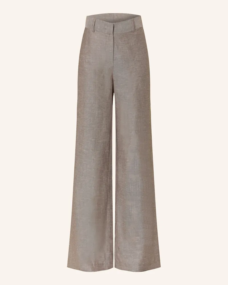 Darling Harbour Marlenehose Mit Leinen braun Dunkelbraun