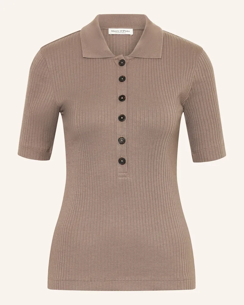 Marc O'Polo Strick-Poloshirt braun Taupe