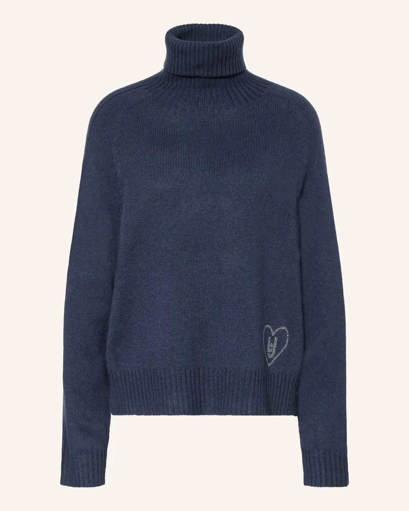 Liu Jo Rollkragenpullover mit Schmucksteinen Dunkelblau