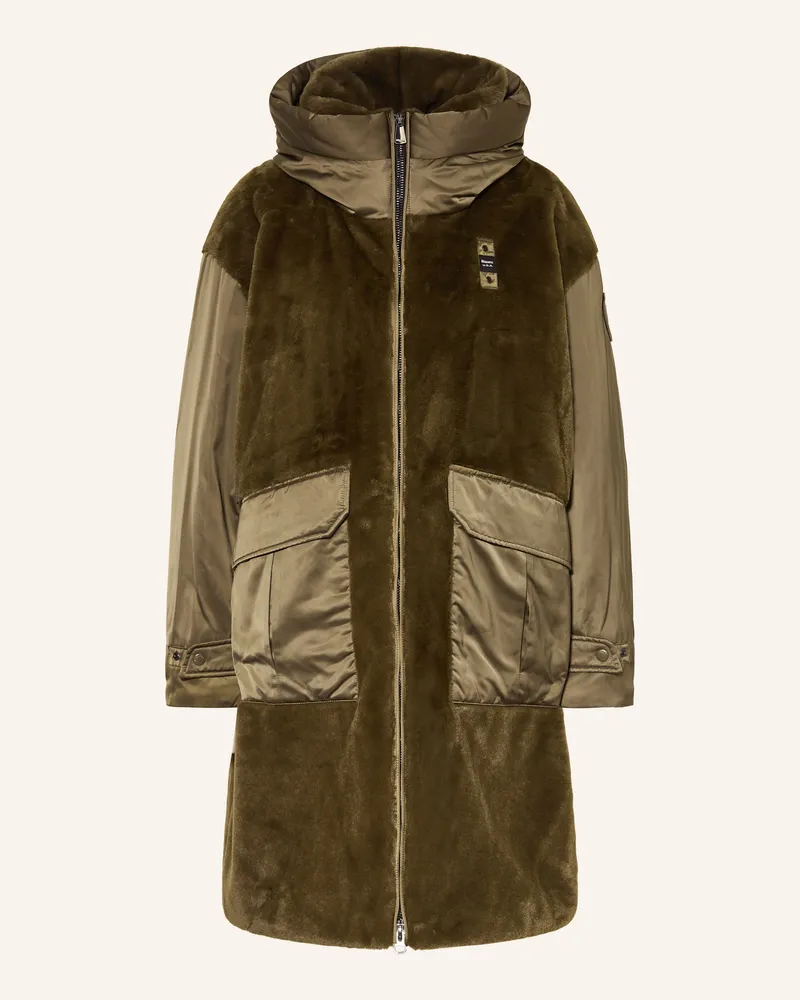 Blauer Mantel PAEVER m Materialmix Grün