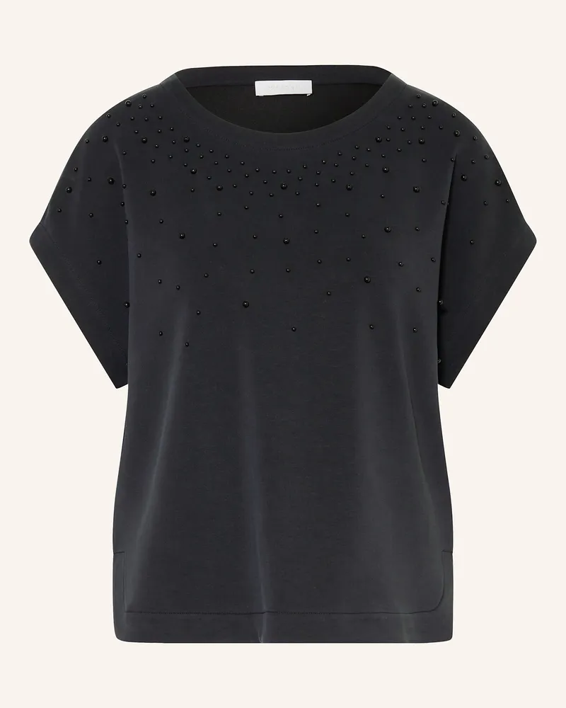 Rich&Royal T-Shirt mit Schmuckperlen Schwarz