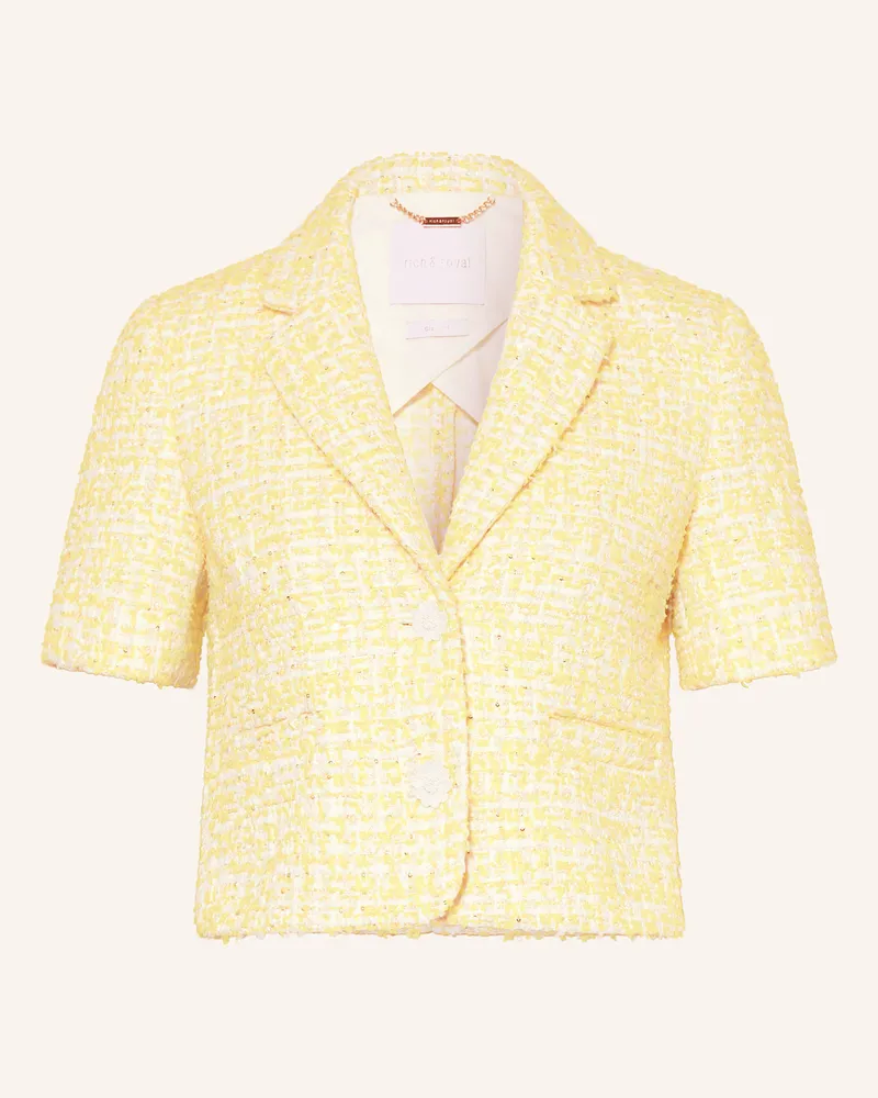 Rich&Royal Cropped-Blazer aus Tweed mit Pailletten Gelb