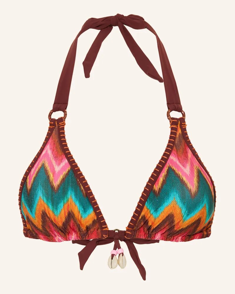 Banana Moon Triangel-Bikini-Top Rita Nalika Mit Glitzergarn orange Dunkelrot